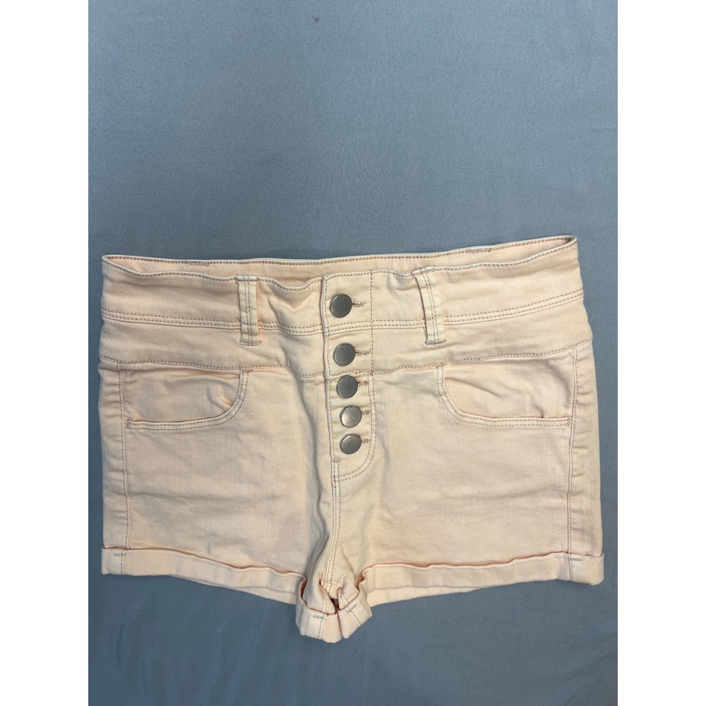 Sapphire Ink Peach High Waisted Button Fly Denim Shorts Size 1 Pastel peach